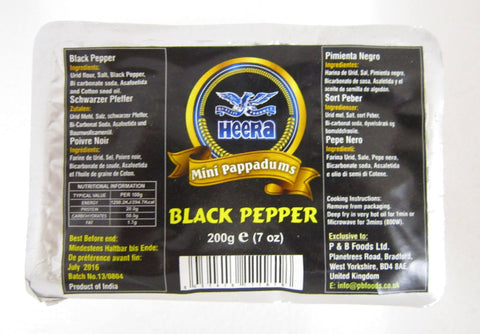 Heera Mini Papad Black Pepper 200gm - SabAdda - Asian Grocery Store
