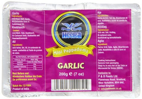 Heera Mini Papad Garlic 200gm - SabAdda - Asian Grocery Store
